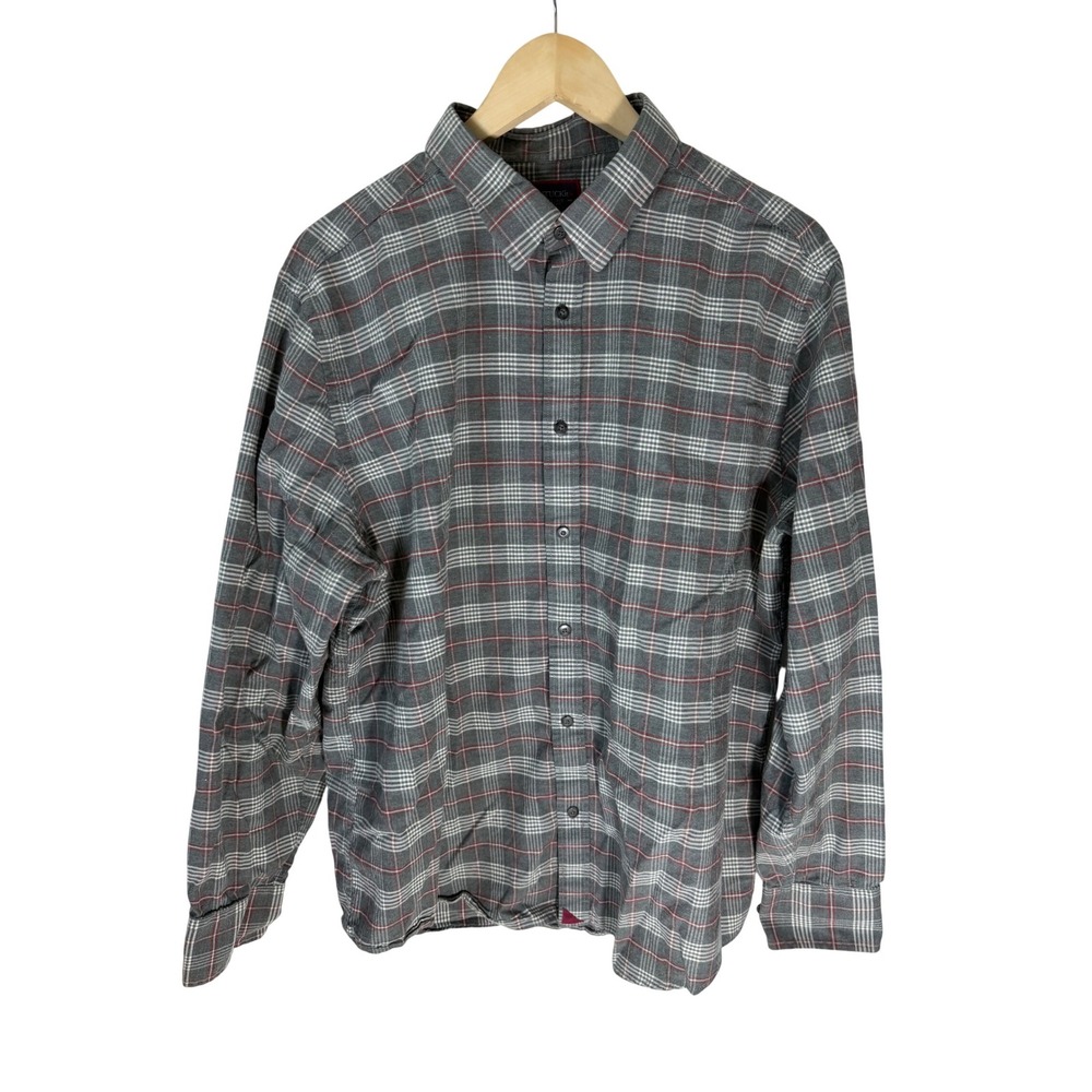 UNTUCKit Hazlitt Grey Red Plaid‎ Slim Fit Cotton Button Down Shirt Mens XXL